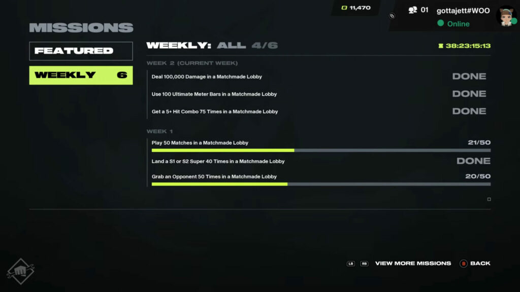 Screenshot of the missions page (Image via Riot Games)