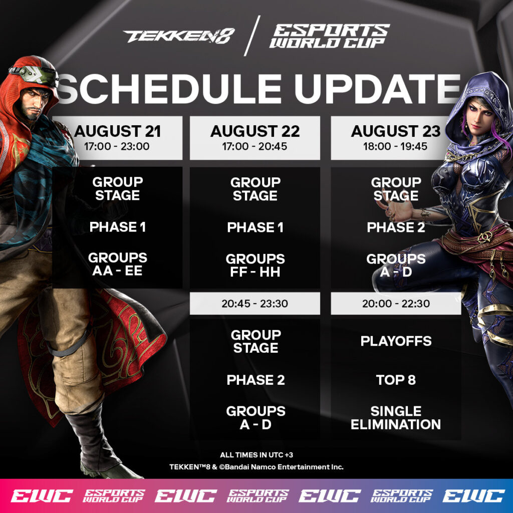 TEKKEN 8 Esports World Cup schedule (Image via Esports World Cup)