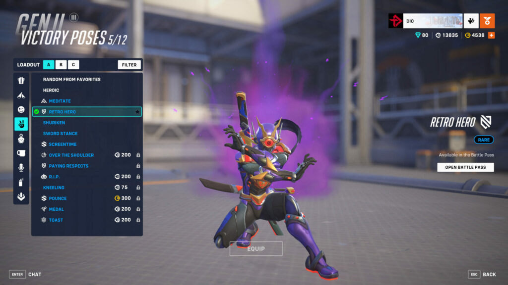 Genji's Retro Hero victory pose (Image via esports.gg)