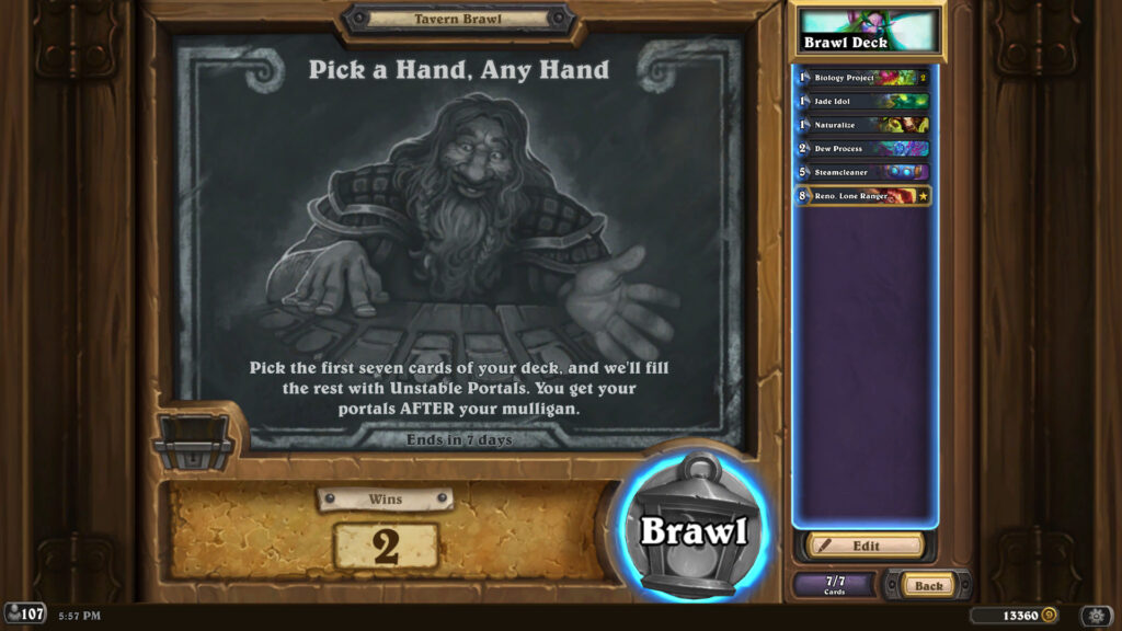 Pick a Hand, Any Hand Tavern Brawl information (Image via esports.gg)