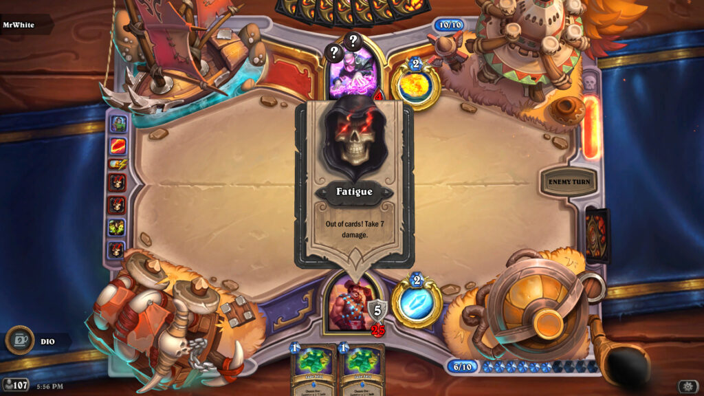 Fatigue in Hearthstone (Image via Blizzard Entertainment)