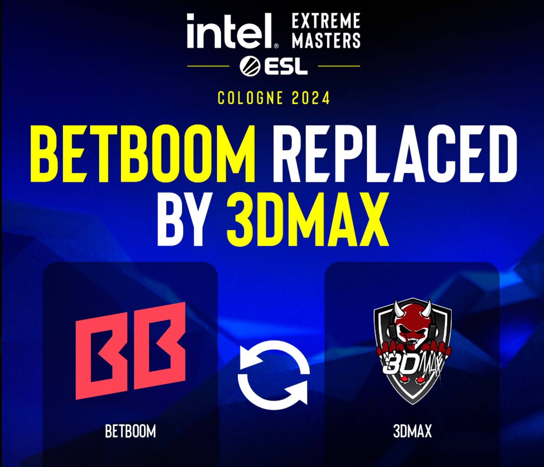 Betboom replaced by 3DMAX at IEM Cologne