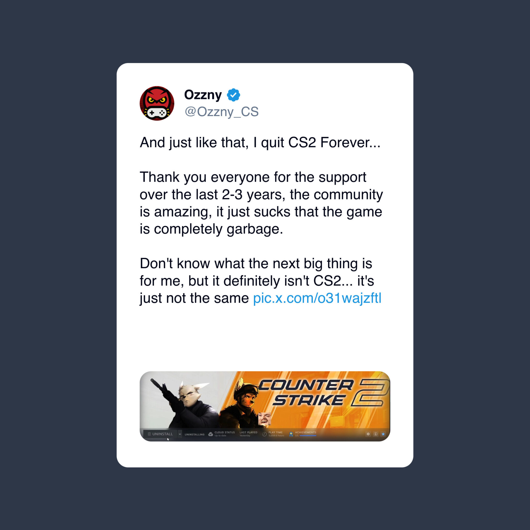 “I quit CS2 Forever…” – Origin of CS2’s latest copypasta