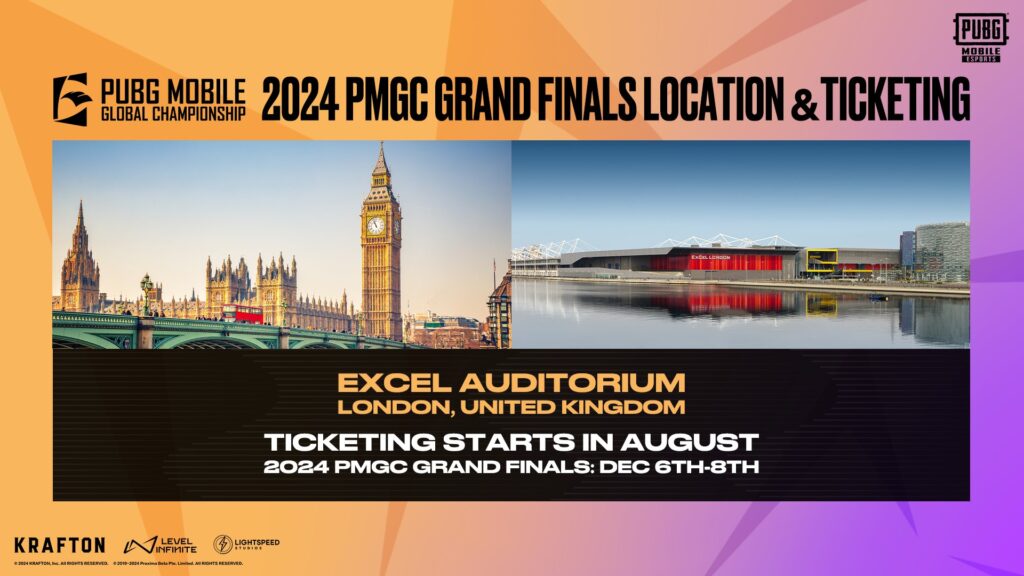 The 2024 PMGC Grand Finals will be held in London on December 6-8, 2024 (image via esports.gg)