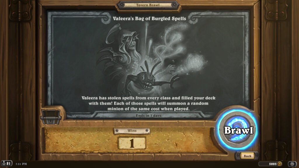 Valeera's Bag of Burgled Spells Tavern Brawl chalkboard (Image via esports.gg)