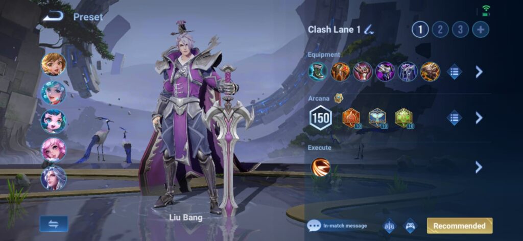 Liu Bang Items and Arcana recommendation (image via esports.gg)