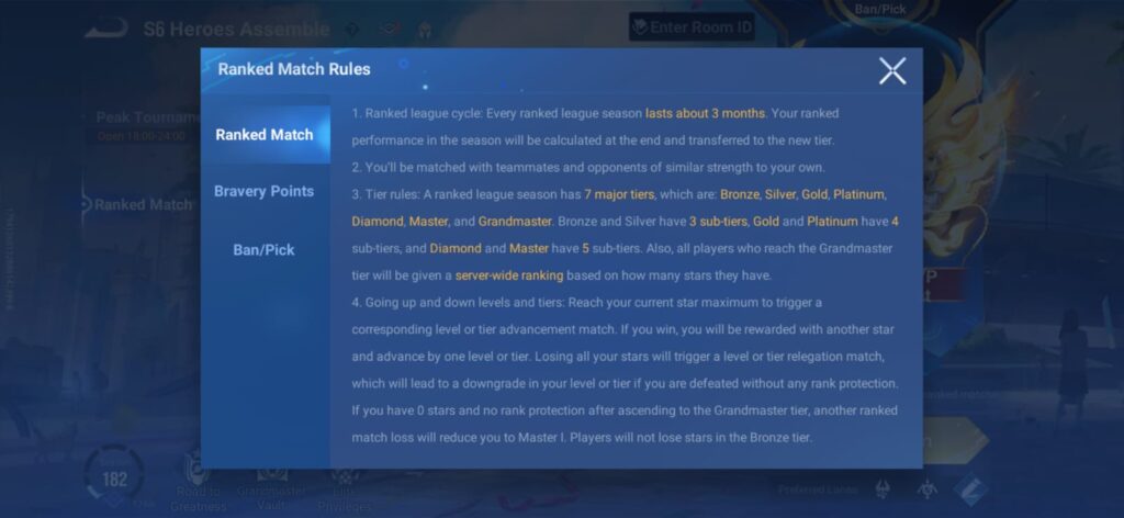 HoK Season 6 rules state that the ranked cycle will lasts for about three months (Image via esports.gg)