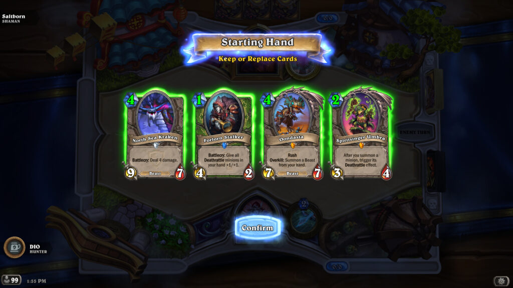 Hearthstone mulligan screenshot (Image via esports.gg)