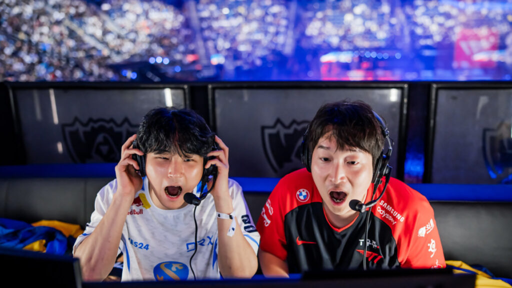 SangHo (on the right) is a famous Korean caster for LoL Worlds (Image via Riot Games)