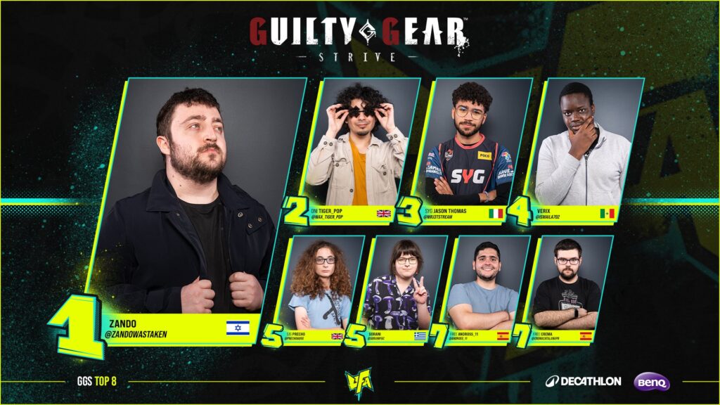 The top 8 GGST players at UFA 2024 (image via @UFA_Gaming on X)