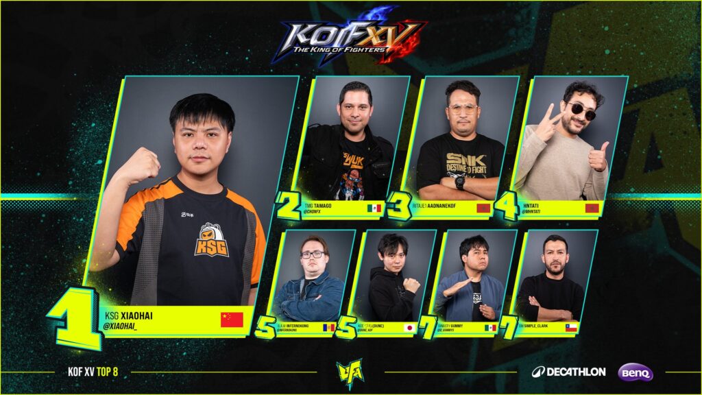 The top 8 KOF XV players at UFA 2024 (image via @UFA_Gaming on X)