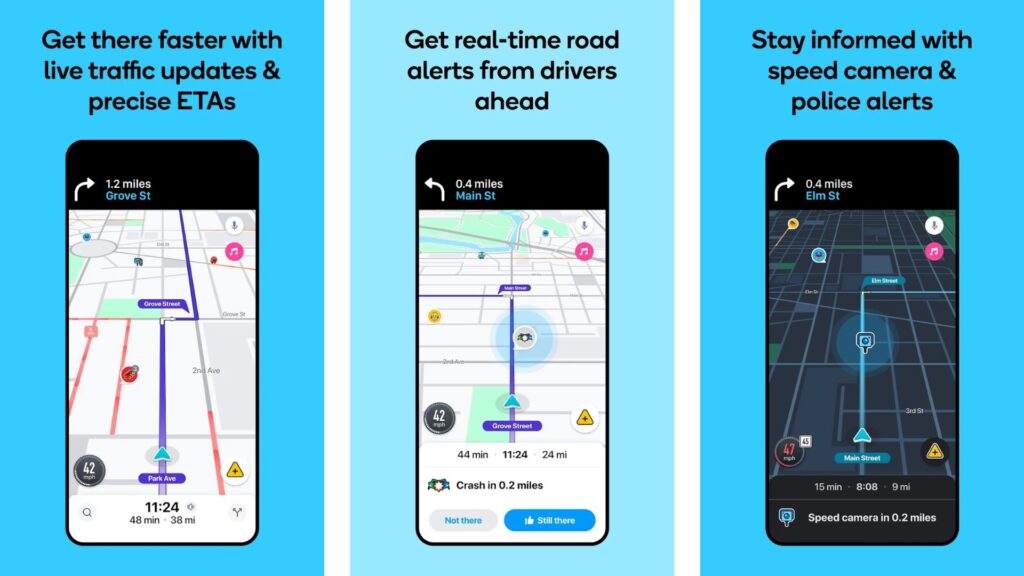 How the Waze app works (Images via Waze)