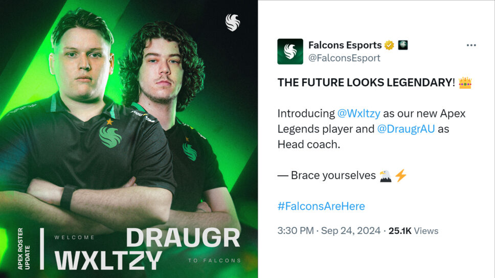 Team Falcons officially sign Wxltzy ahead of ALGS Champs