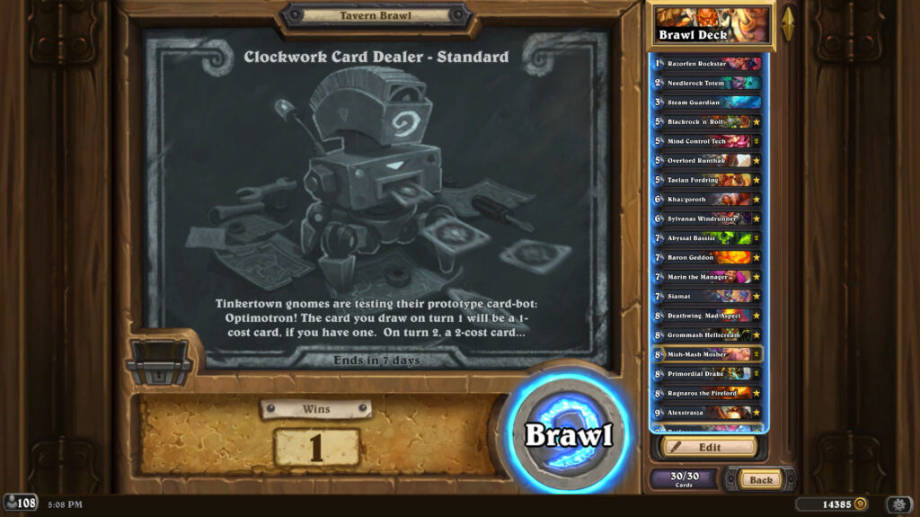 Clockwork Card Dealer Tavern Brawl (Image via esports.gg)