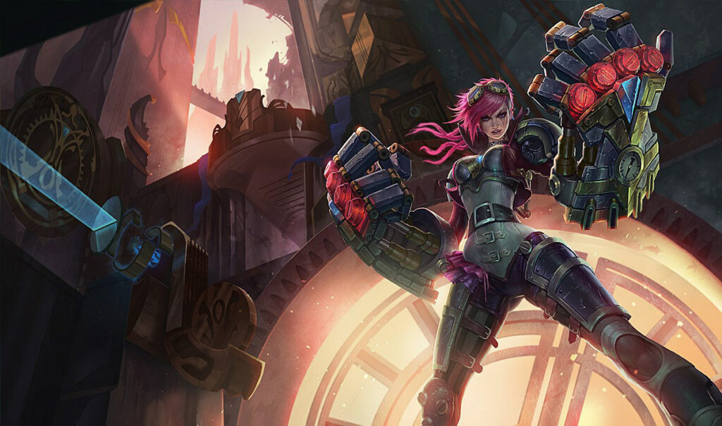 Vi is a League of Legends character who is also featured in the Arcane show on Netflix alongside her sister Jinx (Image via Riot Games)