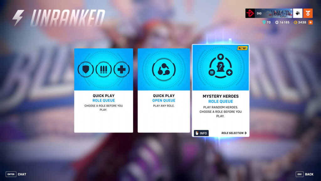 Mystery Heroes Role Queue in Overwatch 2 (Image via esports.gg)