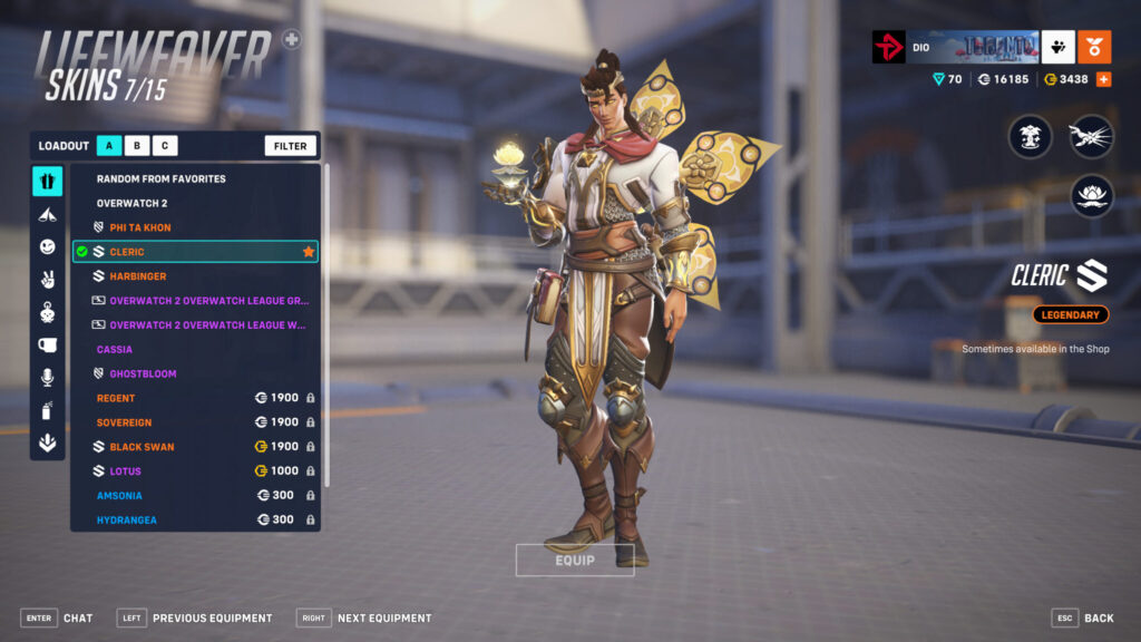 The Cleric Lifeweaver skin in Overwatch 2 (Image via esports.gg)