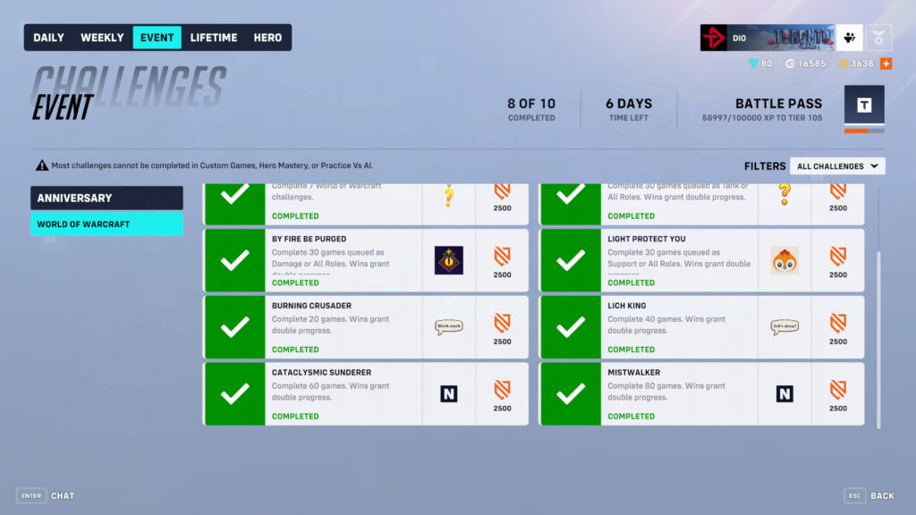 More Overwatch 2 WoW challenges and rewards (Image via esports.gg)