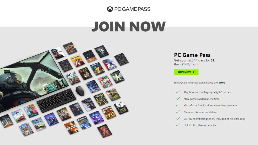 PC Game Pass offering (Image via  Microsoft)