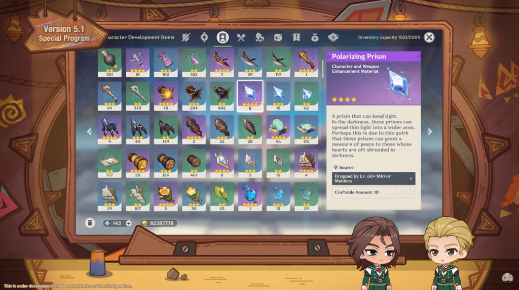 Information about craftable materials (Image via miHoYo)