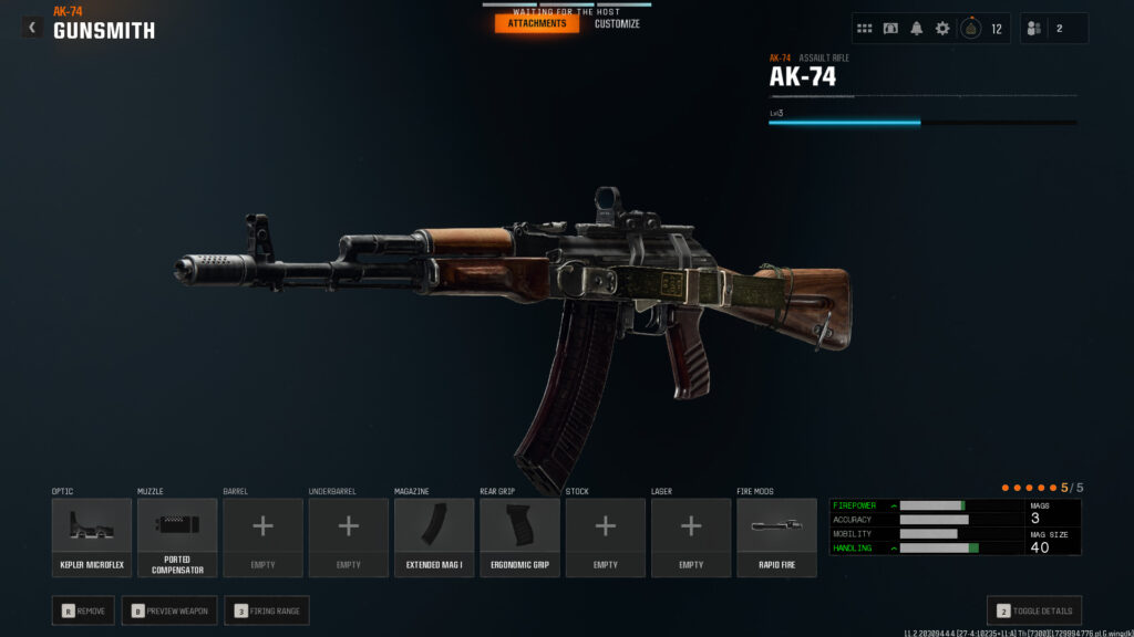 Our loadout for the AK-74 (Image via esports.gg)