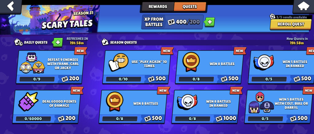 Quests in the Brawl Stars new season (image via esports.gg)