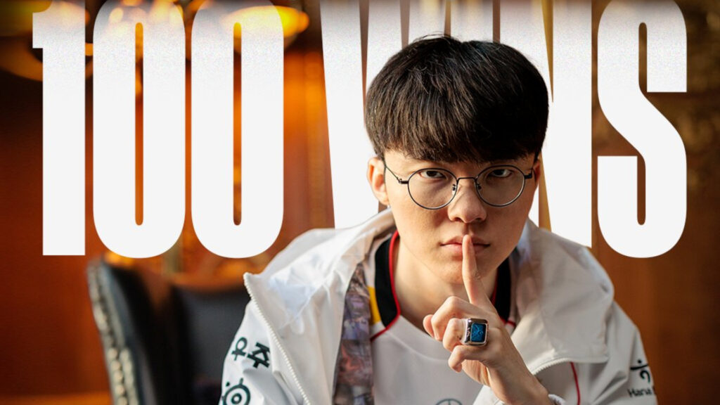 Faker is the first player to achieve the 100th victory in LoL Worlds (Image via Riot Games)