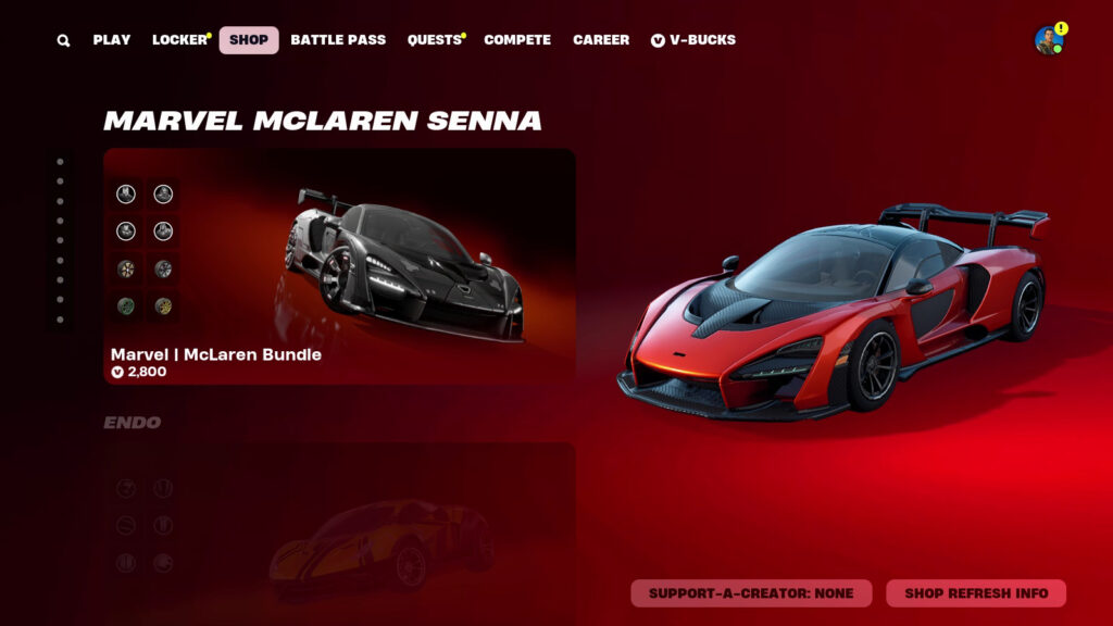 McLaren Senna in Fortnite (image via esports.gg)