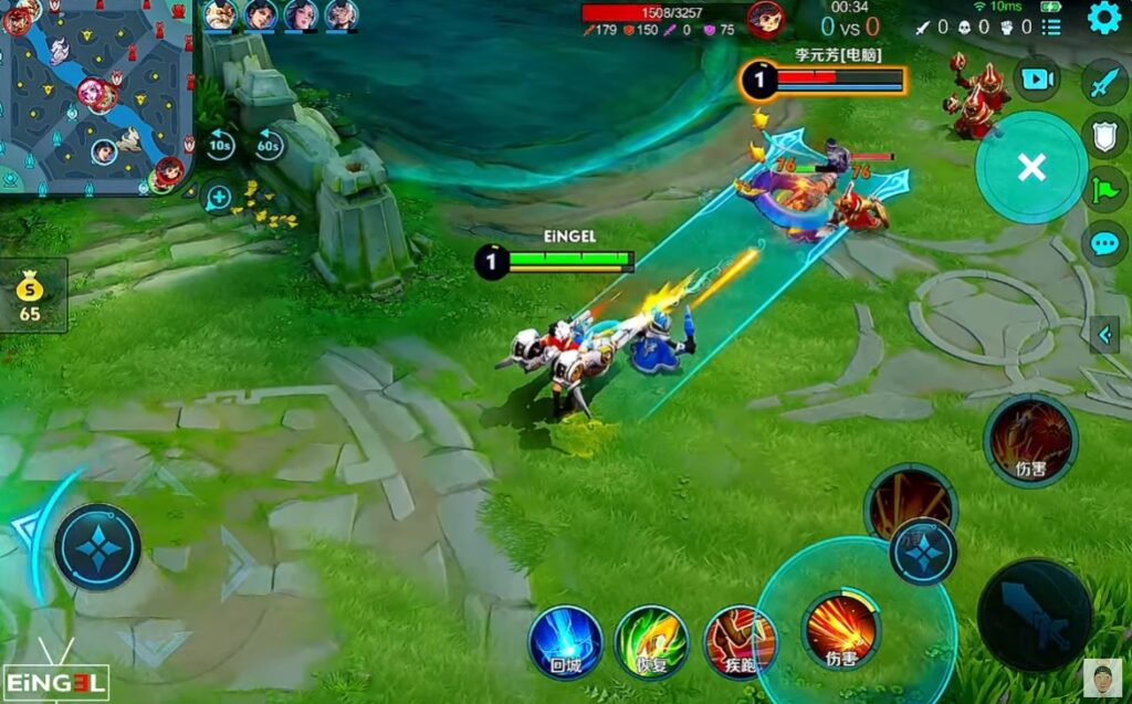 Meng Ya's skill 1 continuously deals damage to enemies in line (Image via EiNGEL_TV on YouTube)