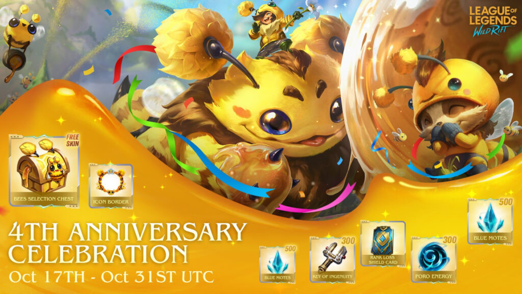 Wild Rift 4th Anniversary rewards (Image via Riot Games)