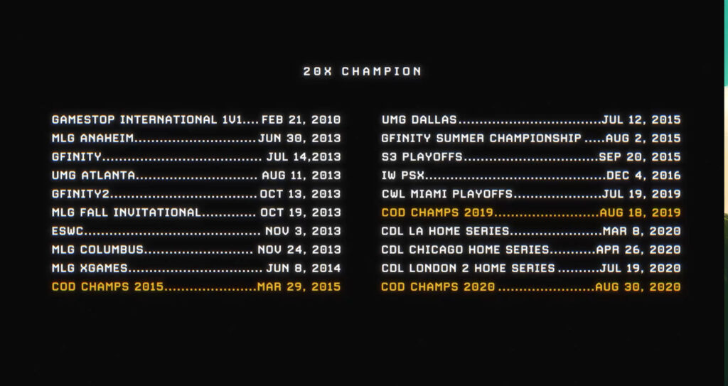 Screenshot of Clayster's accomplishments (Image via esports.gg)