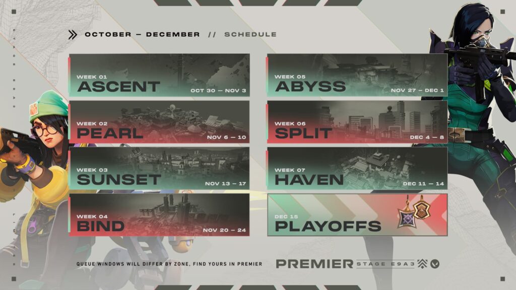 A look at the E9A3 Premier schedule (Image via Riot Games)