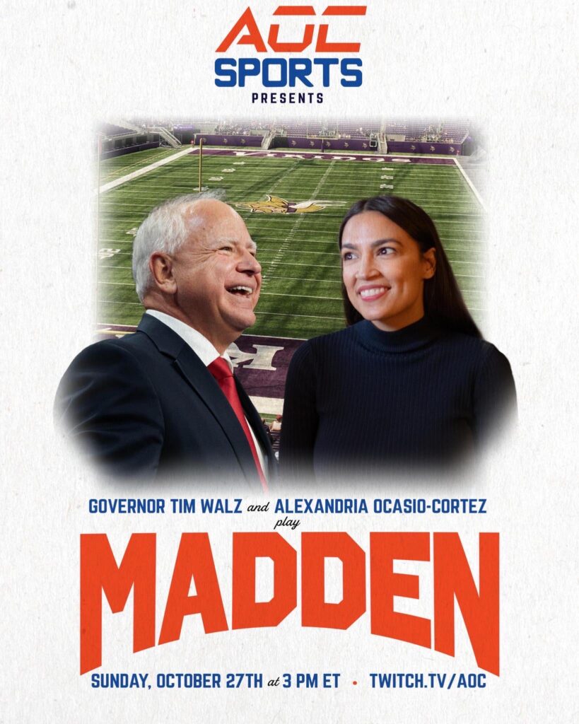 AOC сыграет в Madden с Тимом Уолцем на Twitch: дата, время и многое другое