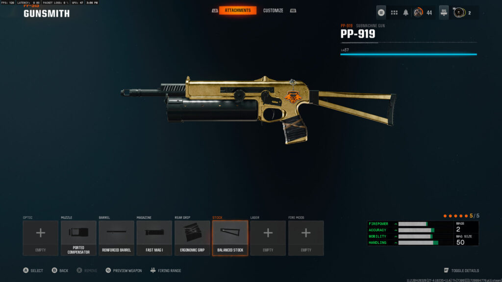 PP-919 loadout screenshot (Image via esports.gg)