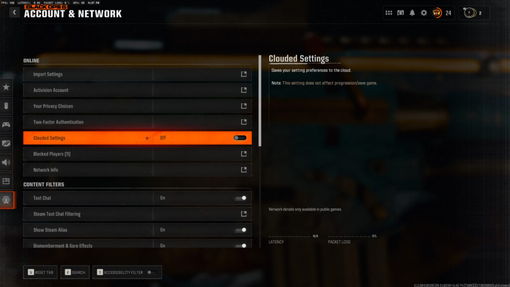 Turning off Clouded Settings (Image via esports.gg)