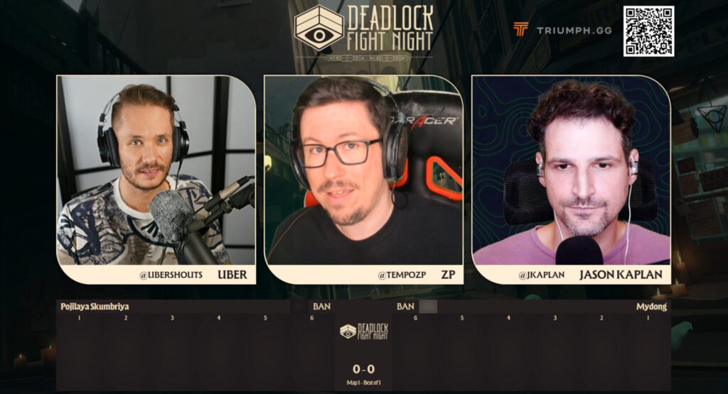 Those familiar with Overwatch esports may recognize some of the star-studded broadcast talent from Deadlock Fight Night #3 (Image via Deadlock Fight Night)