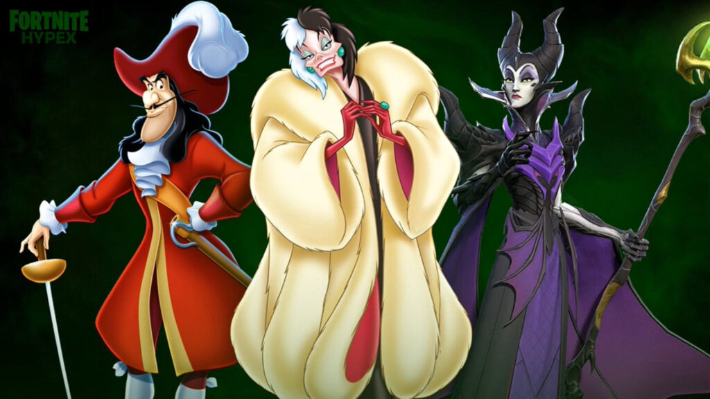 Captain Hook, Cruella de Vil, and Maleficent (Image via HYPEX)