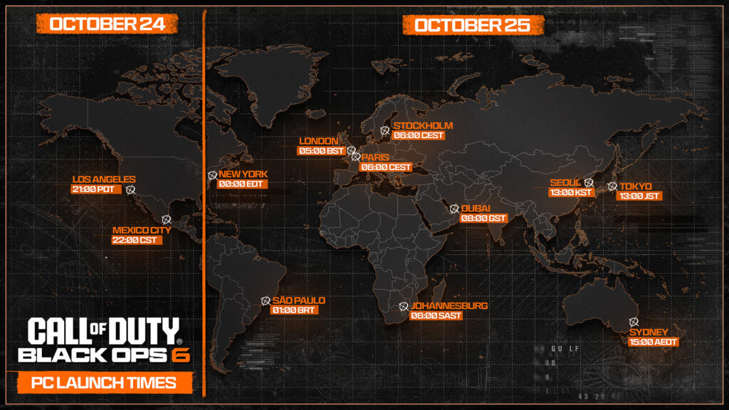 PC launch times (Image via Activision Publishing Inc.)