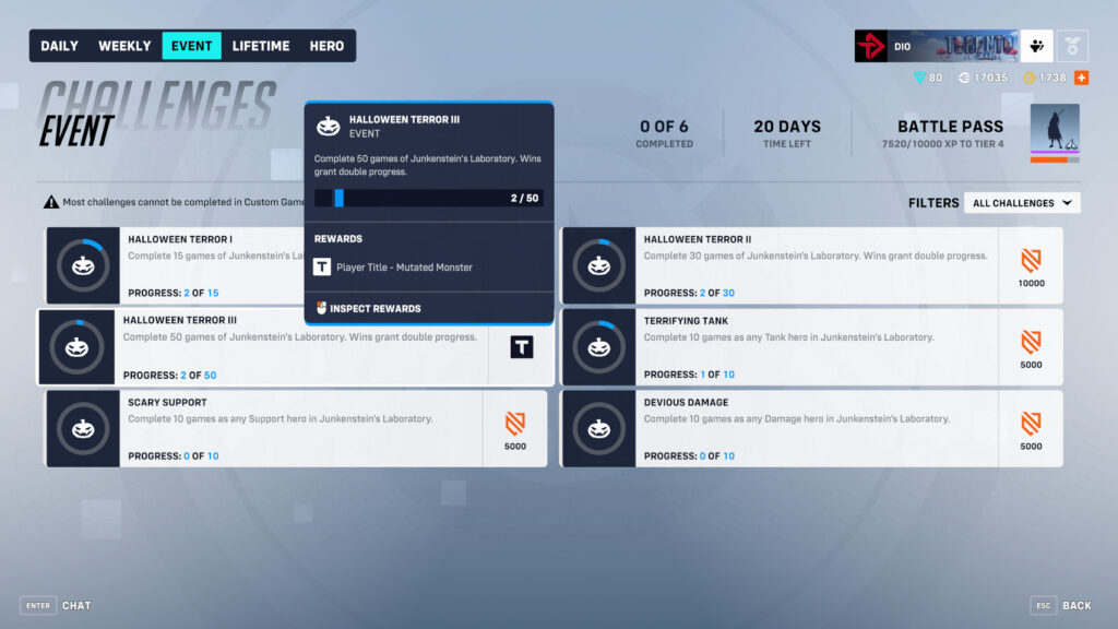 Overwatch 2 Halloween Terror event 2024 challenges and rewards (Image via esports.gg)