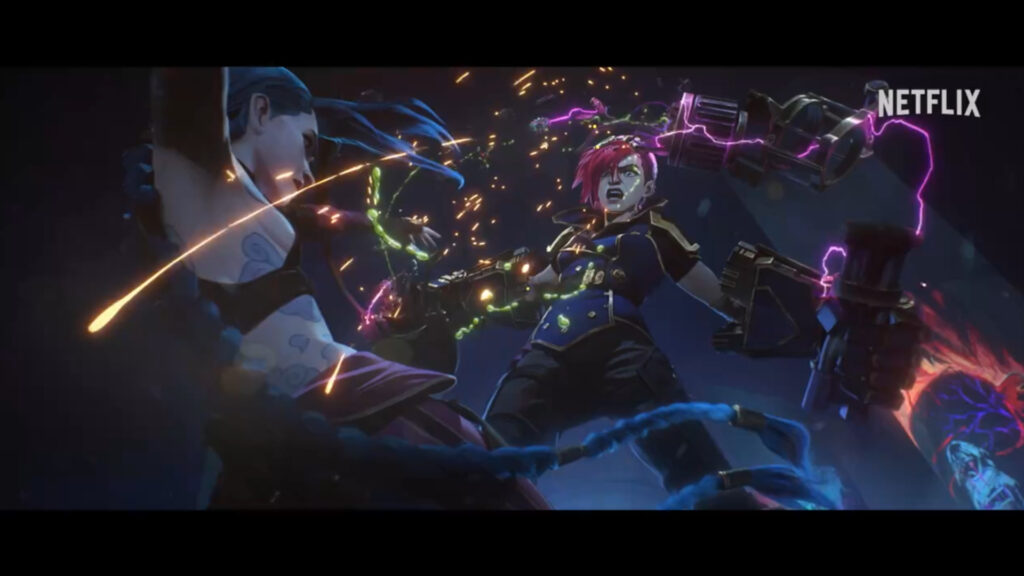 Jinx versus Vi in Arcane (Image via Netflix)