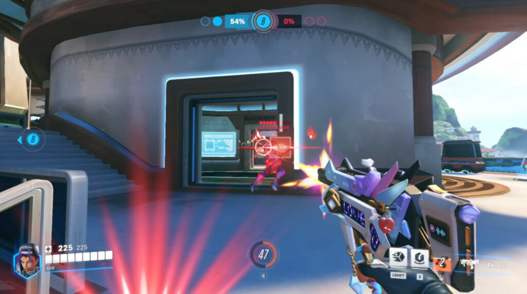 Hacked enemies take more damage thanks to Sombra's Opportunist passive (Image via esports.gg)