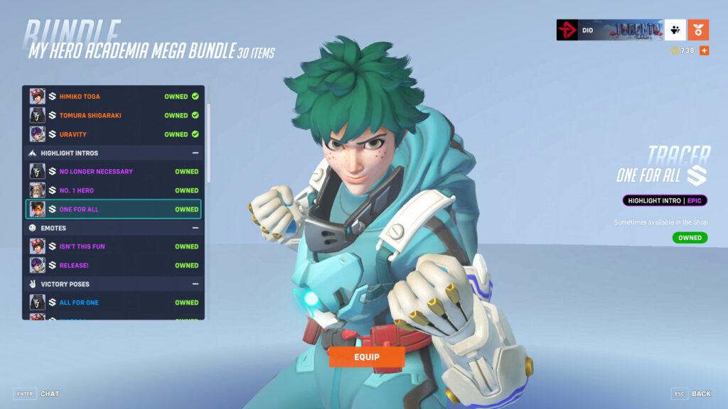 All Overwatch 2 My Hero Academia skins (Image via esports.gg)