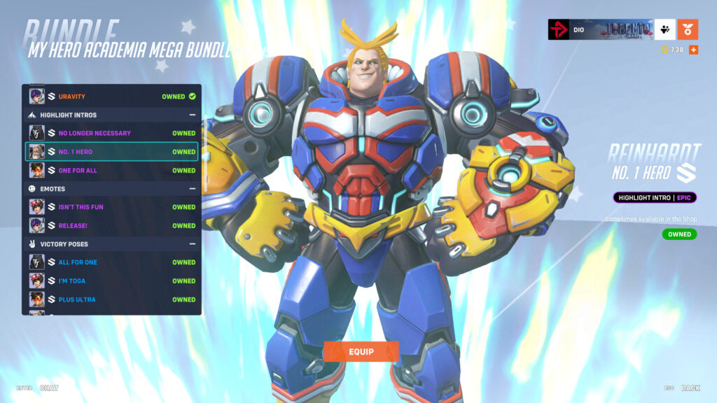 All Might Reinhardt skin (Image via esports.gg)