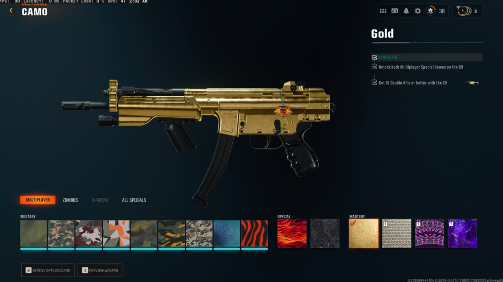 Gold camo can be achieved after getting 100 headshots (Image via esports.gg)