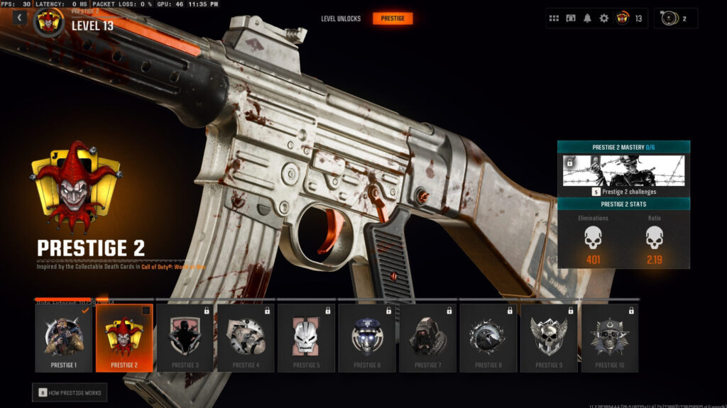 The Prestige menu in Black Ops 6. Screenshot by esports.gg