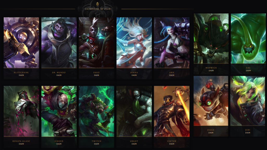 All of Zaun's characters so far launched in League of Legends (Image via Riot Game)