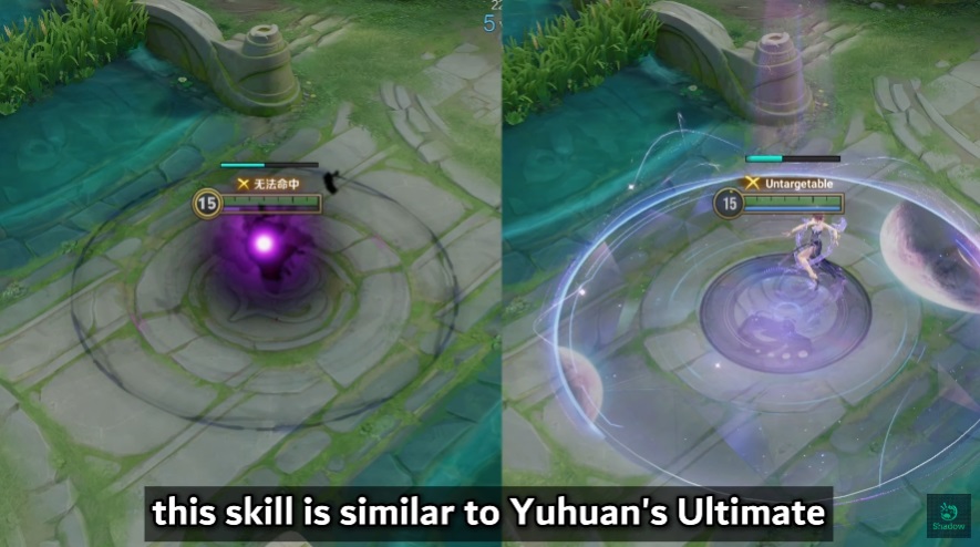 Mi Yue's Ultimate makes her immune to enemies' attacks, similar to Yuhuan's Ultimate (Image via Shadow HOK on YouTube)