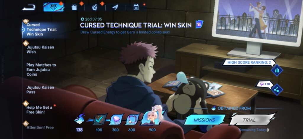 Participate in the Cursed Technique Trial event to obtain the Jujutsu Kaisen-themed Garo skin for free (Image via esports.gg)