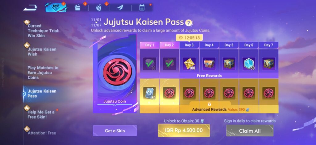 Subscribe and complete the Jujutsu Kaisen Pass to obtain 6 Jujutsu Coins (Image via esports.gg)