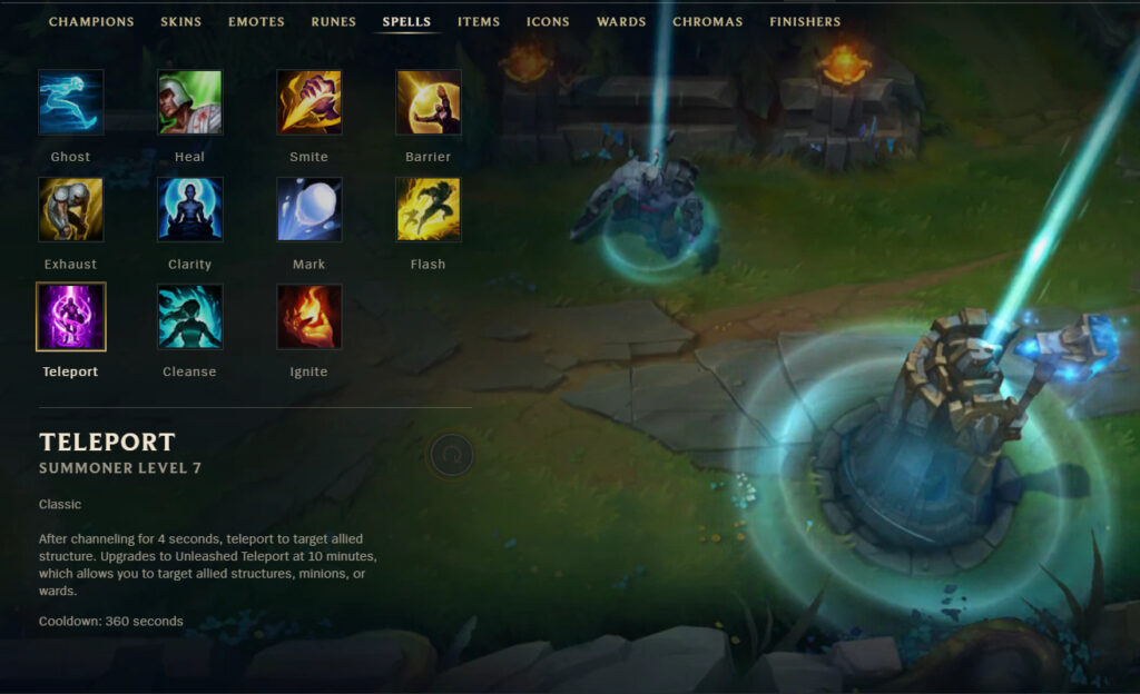 Summoner spells in League of Legends (image via esports.gg)